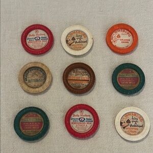 Vintage Milk Bottle Caps Collection - Multicolor